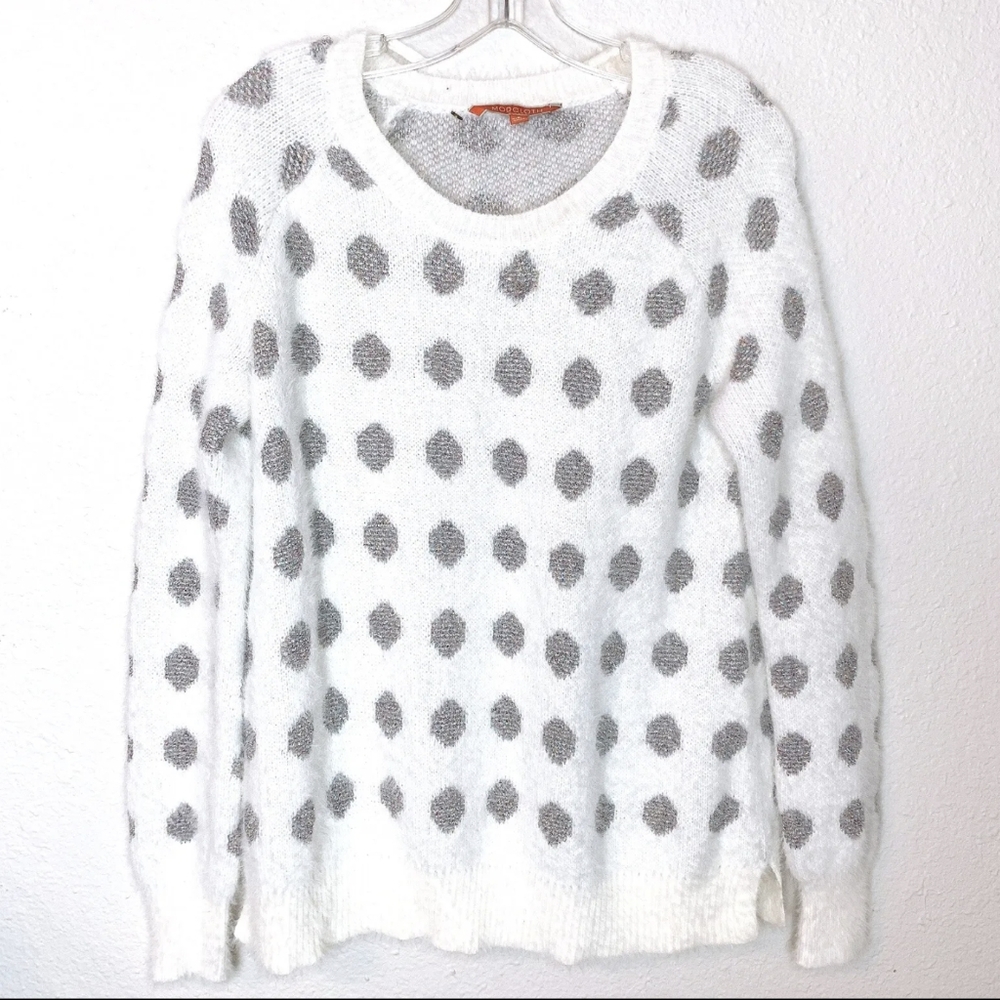 Brand New Modcloth Cozy White Sweater W/ Silver Dots Size 2X Super Soft